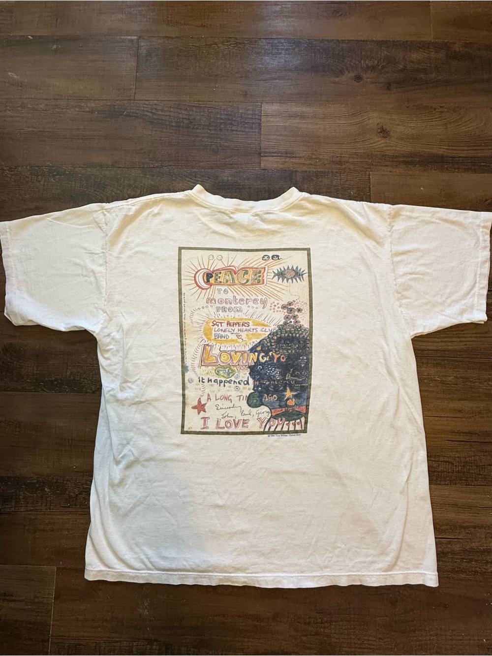 Rare Vintage Single Stitch 1994 Planet Gear The Beatles Peace Tee